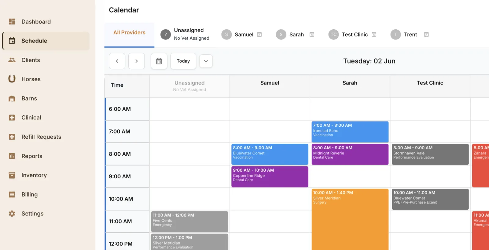 StableTrack practice dashboard with the AI assistant widget open